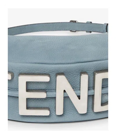 Fendi Small Shoulder Bag Adjustable Detachable Handle In Blue