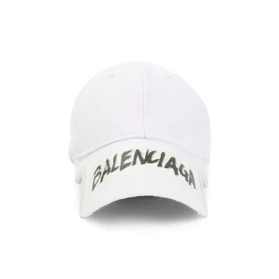 Balenciaga Baseball Cap Curved Brim Structured Eyelet Vents In White