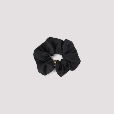 Saint Laurent Cassandre Silk Satin Scrunchie In Black