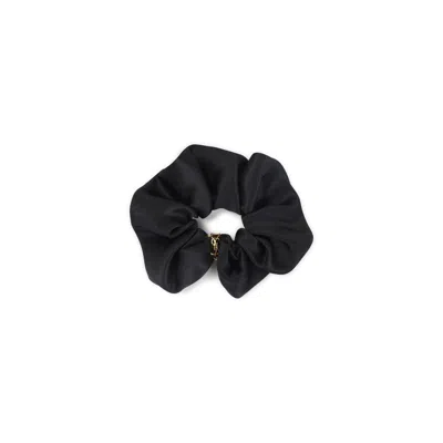 Saint Laurent Cassandre Silk Satin Scrunchie In Black