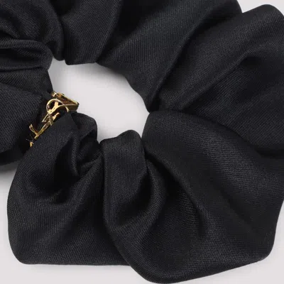 Saint Laurent Cassandre Silk Satin Scrunchie In Black