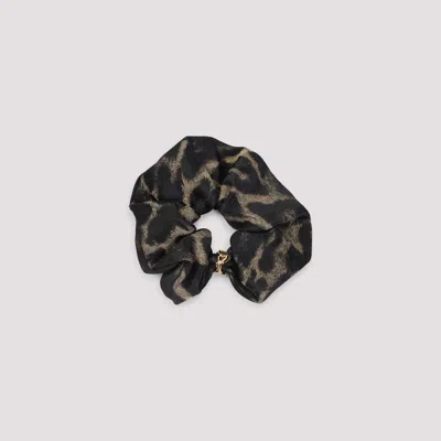 Saint Laurent Silk And Cashmere Scrunchie With Cassandre In Black