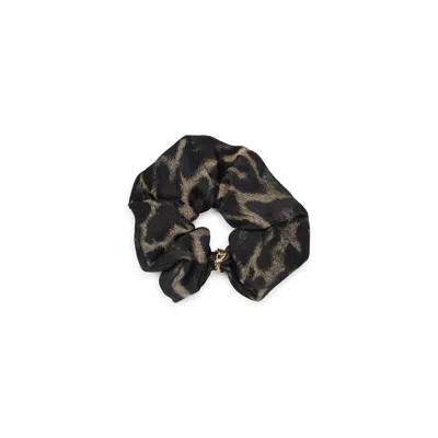 Saint Laurent Silk And Cashmere Scrunchie With Cassandre In Black