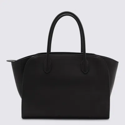The Row Marlo Grained Leather Tote Bag In Black