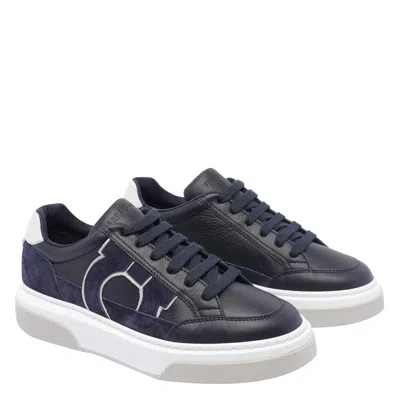 Ferragamo Cassina Gan 2 Low Top Sneakers In Blue