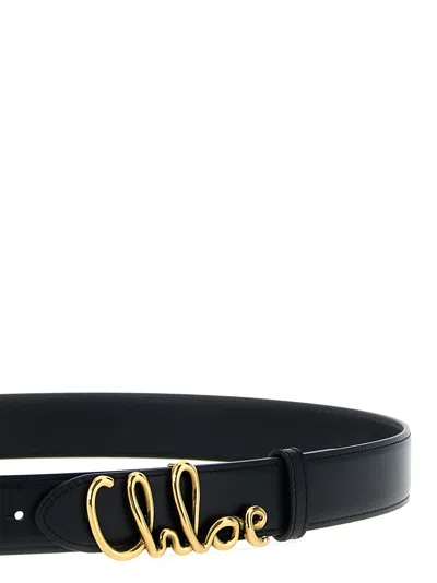 Chloé Iconic Leather Belt Adjustable Length In Black