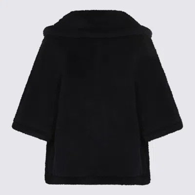 Max Mara Blue Wool Blend Cape In Blue