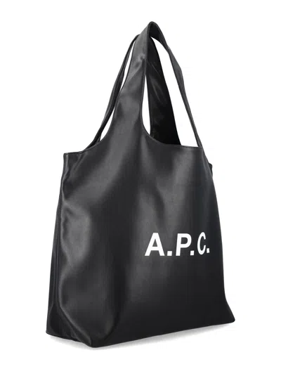 Apc A.p.c. Ninon Black Small Faux Leather Tote In Red