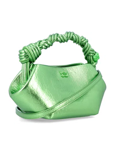 Ganni Bou Mini Metallic Leather In Green