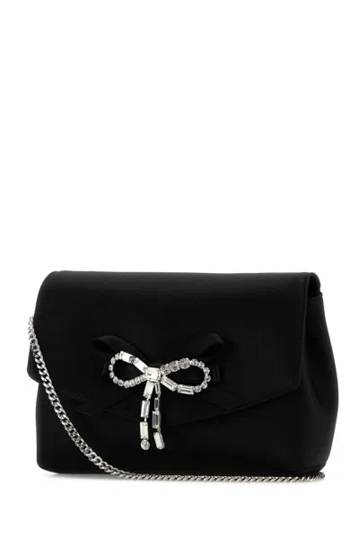 Jimmy Choo Black Satin Mini Soft Bow Clutch In Multi