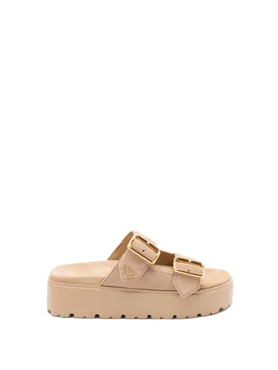 Prada Fussbett Flatform Slide Sandal In Neutral