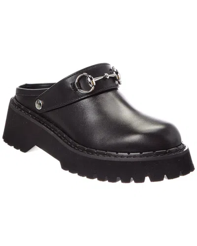 Gucci Gum Leather Ballet Flats In Black