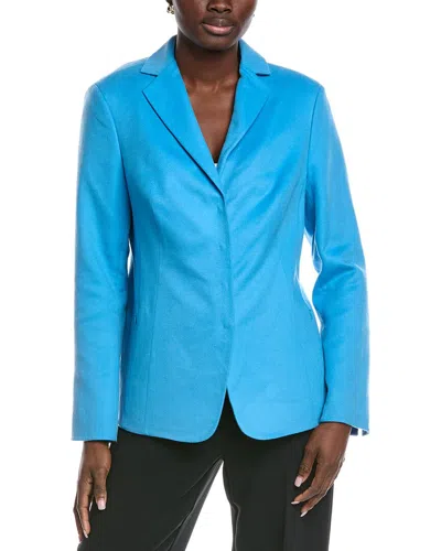 Akris Savino Leather-trim Cashmere Jacket In Blue