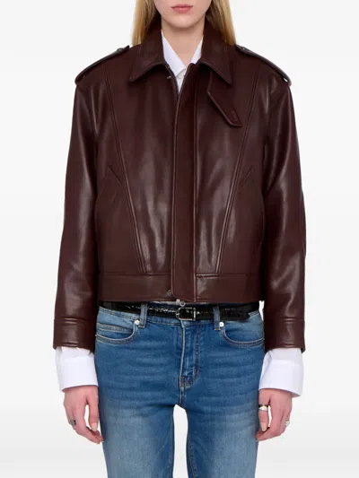 Zadig & Voltaire Kimo Button Leather Jacket In Brown