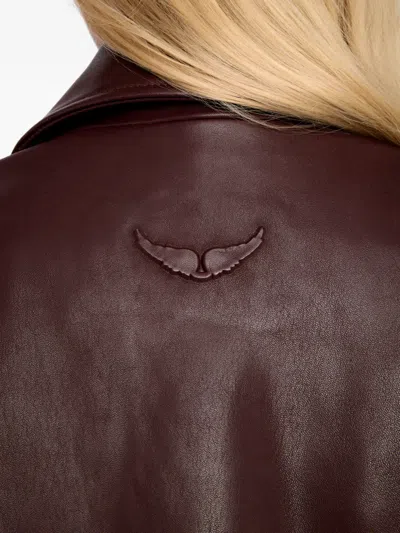 Zadig & Voltaire Kimo Button Leather Jacket In Brown