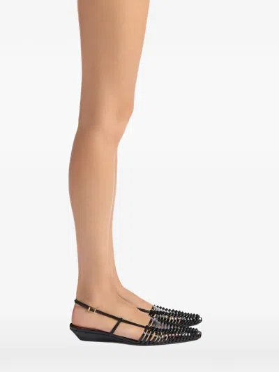Giuseppe Zanotti Braided Leather Jane Ballerina In Black