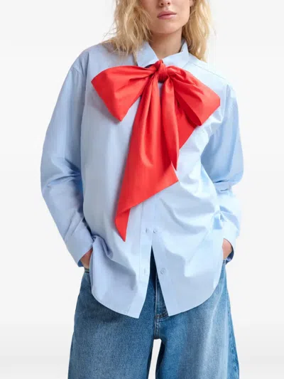 Essentiel Antwerp Bow-detail Shirt In Blue