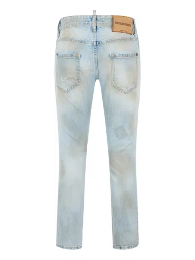 Dsquared2 Light Wash Distressed Trousers In Blue