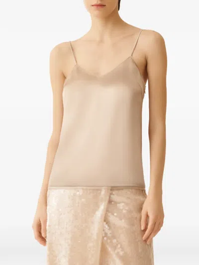 Fabiana Filippi Lingerie Style Top Lightweight Spaghetti Straps In Brown