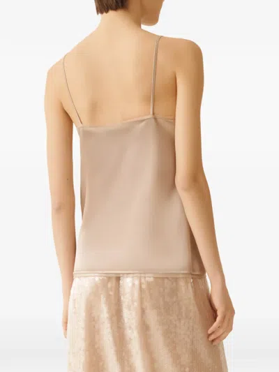 Fabiana Filippi Lingerie Style Top Lightweight Spaghetti Straps In Brown