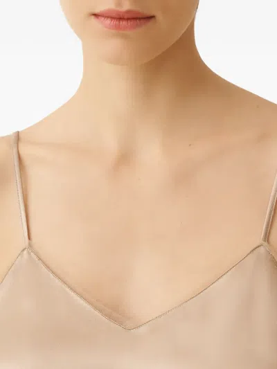 Fabiana Filippi Lingerie Style Top Lightweight Spaghetti Straps In Brown