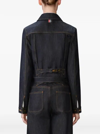 Thom Browne Japanese Selvedge Denim Jacket Puffer Jackets Blue In Black
