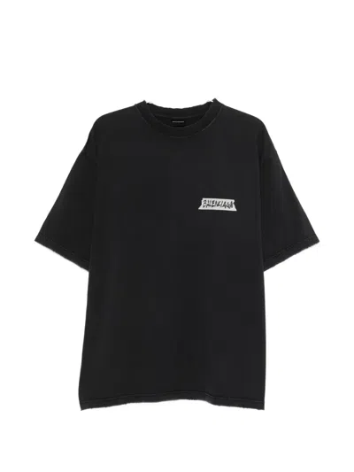 Balenciaga Political Campaign T Shirt Washed Black With Distressed