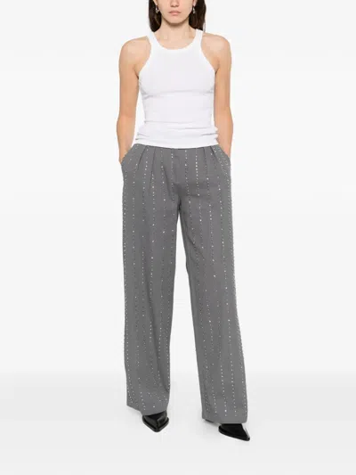 Pinko Penny Embellished Trousers In Gray