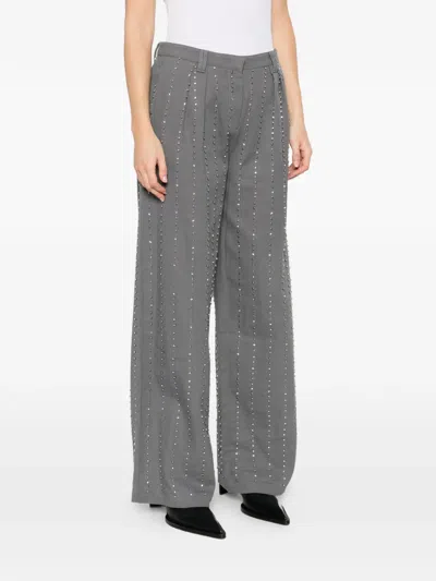 Pinko Penny Embellished Trousers In Gray