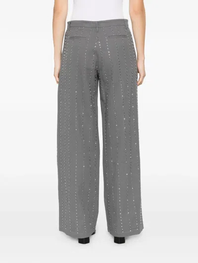 Pinko Penny Embellished Trousers In Gray