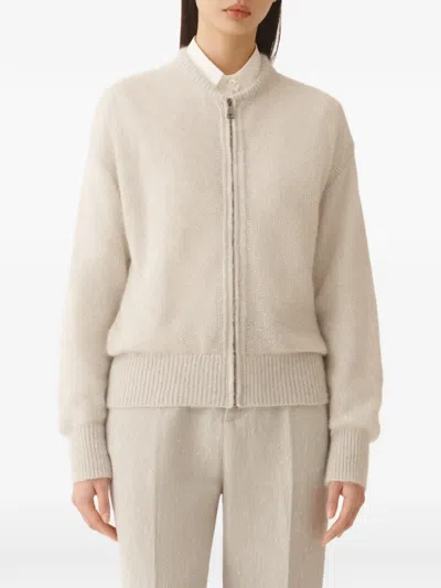 Fabiana Filippi Mohair Bomber With Sequins In Neutral