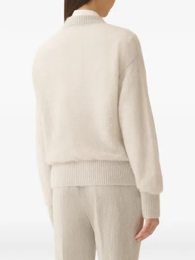 Fabiana Filippi Mohair Bomber With Sequins In Neutral