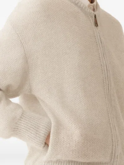 Fabiana Filippi Mohair Bomber With Sequins In Neutral