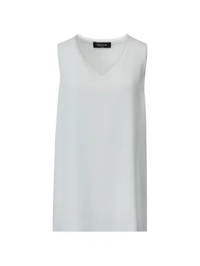 Fabiana Filippi Enver Satin Front Back Top With Filo Diamante Detail In White