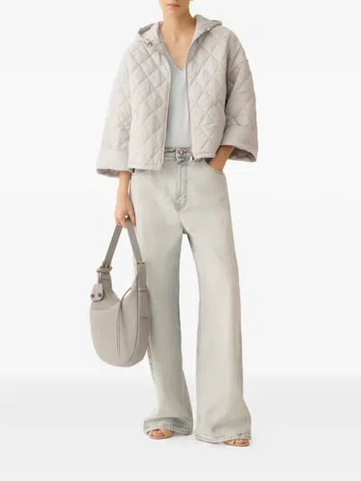 Fabiana Filippi Enver Satin Front Back Top With Filo Diamante Detail In White