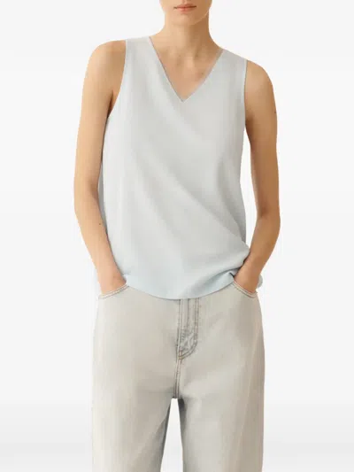 Fabiana Filippi Enver Satin Front Back Top With Filo Diamante Detail In White