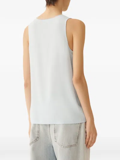 Fabiana Filippi Enver Satin Front Back Top With Filo Diamante Detail In White