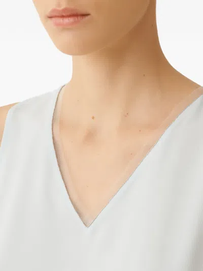 Fabiana Filippi Enver Satin Front Back Top With Filo Diamante Detail In White