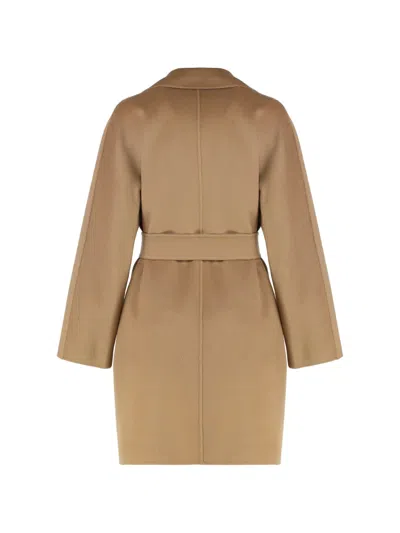 Max Mara Notched-collar Coat In Brown