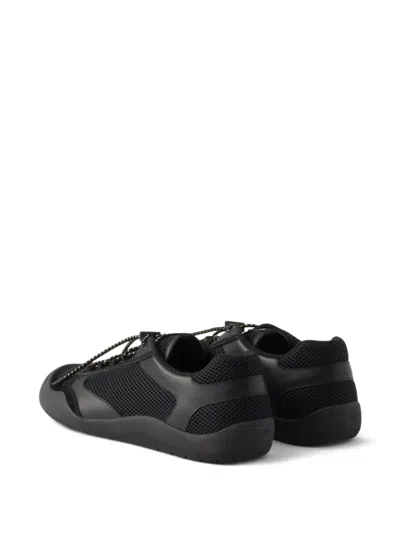 Prada Speedrock Leather And Mesh Fabric Sneakers Shoes In Black