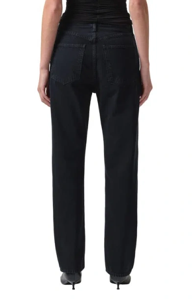 Agolde Black 90s Pinch Waist High Rise Straight Jeans In Paradox