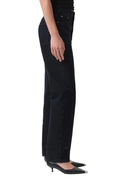 Agolde Black 90s Pinch Waist High Rise Straight Jeans In Paradox