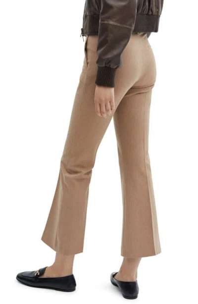 Mango Flare Leg Ankle Pants In Brown