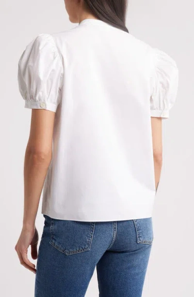 Frame The Gathered Short Sleeve Button-up Shirt In White