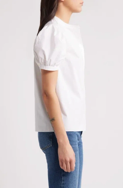 Frame The Gathered Short Sleeve Button-up Shirt In White