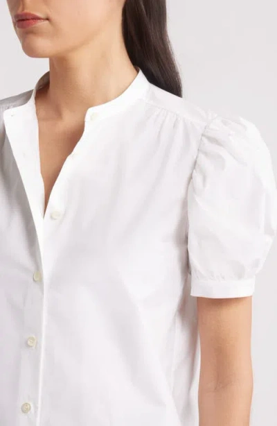 Frame The Gathered Short Sleeve Button-up Shirt In White