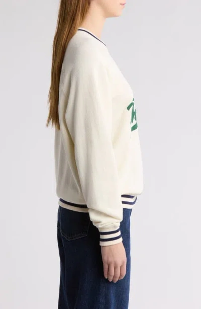 The Great Crest Graphic Varsity College Sweatshirt In Washed White In White