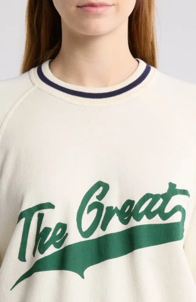 The Great Crest Graphic Varsity College Sweatshirt In Washed White In White