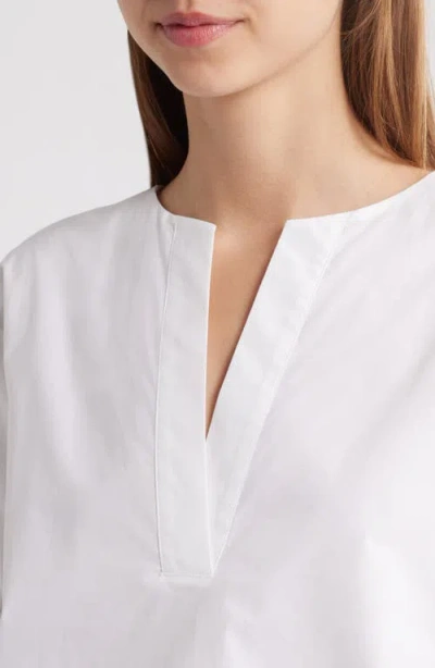 Frame The V-neck Popover In Steel Blue Multi In White