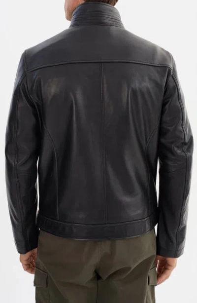 Regency Leather Bomber Jacket In Black